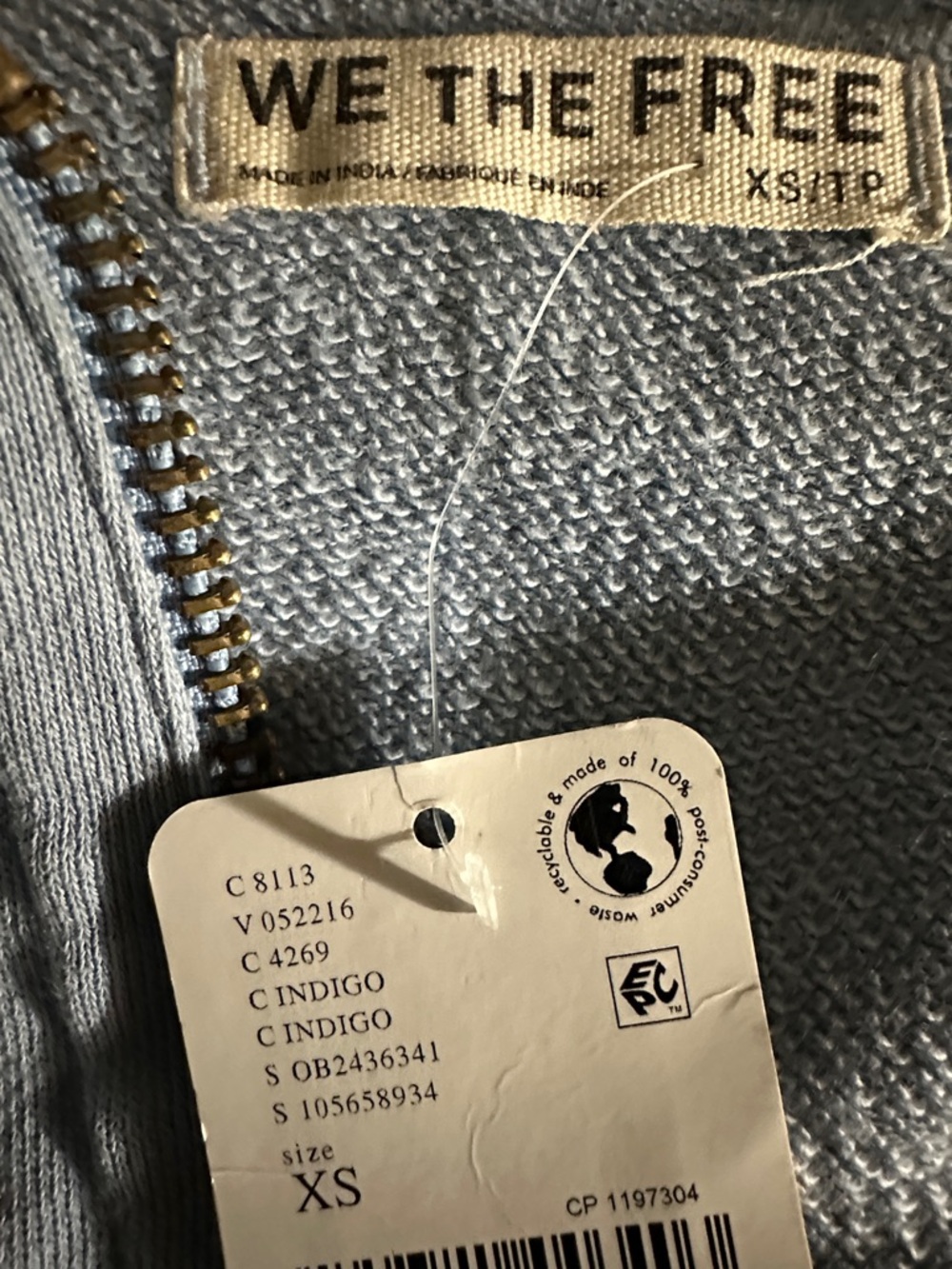 Free People/We The Free Silver Half Zip Hoodie NWT Size XS Current on FP - Picture 7 of 8